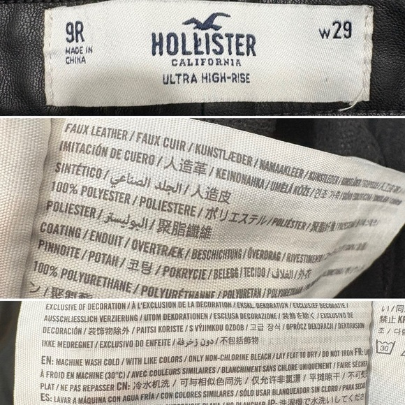 Hollister Black Faux Leather Ultra High Rise Pants Size 29/ 9R - Picture 6 of 11